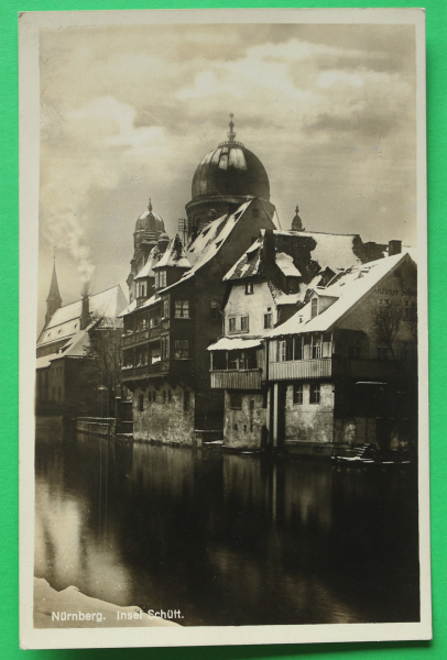 AK Nürnberg / 1929 / Kuppeln der Synagoge / Insel Schütt / Judaika / Winter